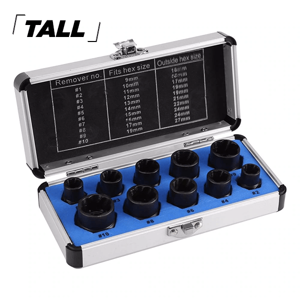 Universal Damaged Bolt Extractors (Set of 10)